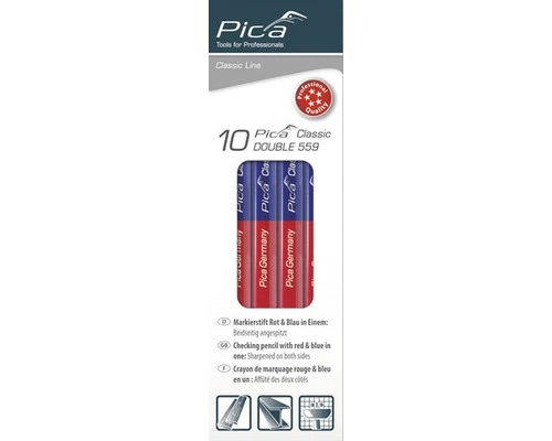 PICA Classic Dubbelzijdig Potlood Double 559 Rood/blauw, 10 Stuks 1 PICA Classic Dubbelzijdig Potlood Double 559 Rood/blauw, 10 Stuks