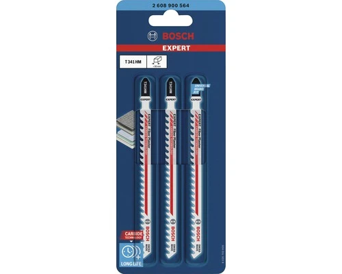 BOSCH Decoupeerzaagblad T 341 HM Expert Fiber Plaster, 3 Stuks 2 BOSCH Decoupeerzaagblad T 341 HM Expert Fiber Plaster, 3 Stuks - Afbeelding 2