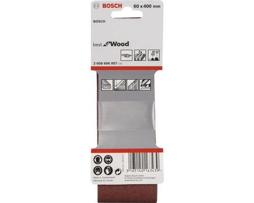 BOSCH Schuurbandset X440 Best For Wood And Paint 60x400 Mm K60/K80/K100, 3-delig 2 BOSCH Schuurbandset X440 Best For Wood And Paint 60x400 Mm K60/K80/K100, 3-delig - Afbeelding 2
