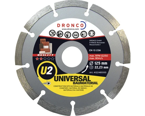 DRONCO Diamantslijpschijf U2 Universeel Ø 125x22,23 Mm 1 DRONCO Diamantslijpschijf U2 Universeel Ø 125x22,23 Mm
