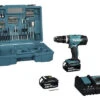MAKITA Accu Klopboor-/schroefmachine DHP453RFX4 (incl. 2 Accu's, Lader, Koffer En 74-delige Accessoireset)