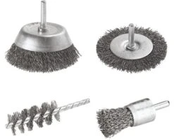 WOLFCRAFT Borstelset Staaldraad 4-delig