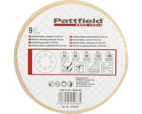 PATTFIELD Schuurbladset Ø 125 Mm K40/K60/K80/K120/K180, 9-delig 2 PATTFIELD Schuurbladset Ø 125 Mm K40/K60/K80/K120/K180, 9-delig - Afbeelding 2