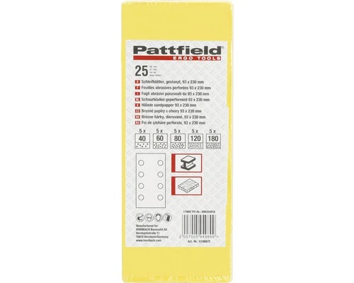 PATTFIELD Schuurbladset 93x230 Mm K40/K60/K80/K120/K180, 25-delig 2 PATTFIELD Schuurbladset 93x230 Mm K40/K60/K80/K120/K180, 25-delig - Afbeelding 2